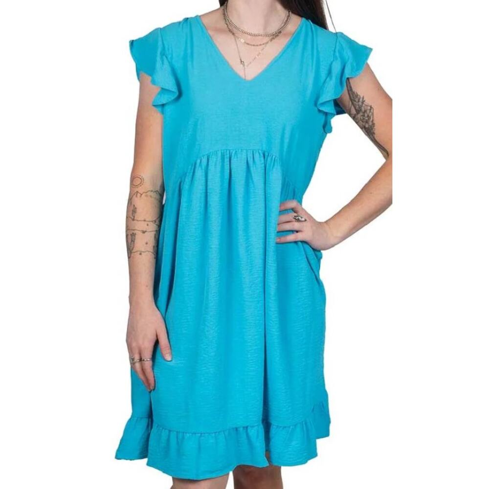 Ivy Jane Turquoise Flutter And Flounce Dress Sz S… - image 1